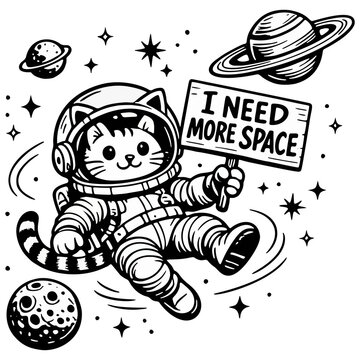 I Need More Space Funny Cat Astronaut