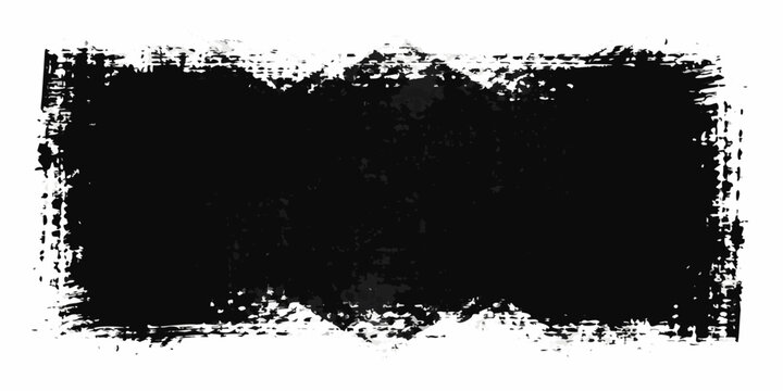 Distressed rectangular frame silhouette with rough edges on a transparent background abstract black border broken
