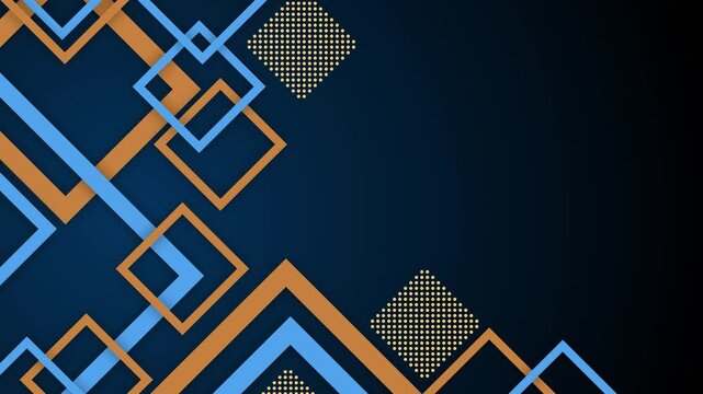 Abstract geometric pattern background with overlapping squares and diagonal lines animation
