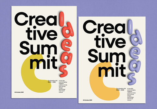 Modern Bubble Typography Conference Poster Layout
