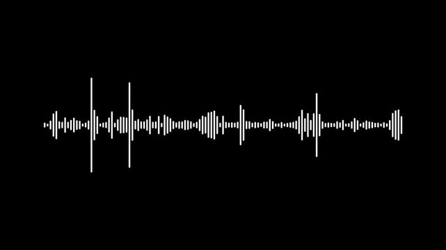 audio waveform animation on black background. audio sound waveform spectrum animation, Abstract audio wave digital frequency. Audio wave oscillation graph motion. Frequency audio waveform spectrum.