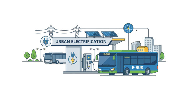 Electric Bus Charging Station: Urban Electrification, Sustainable Transport, Clean Energy