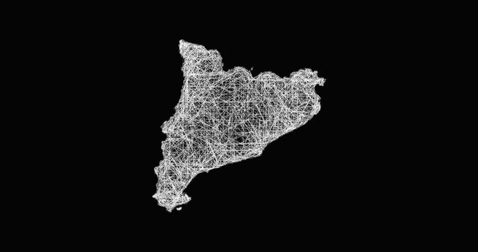 Sketch Catalonia outline map animation - smooth progressive reveal