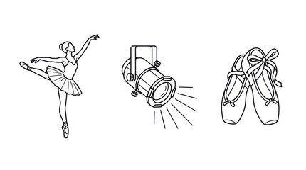 Ballet Dancer and Stage Equipment Icon Set © Dodol Creative Stock