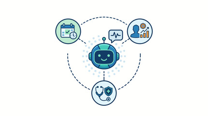 Fototapeta premium AI Healthcare Chatbot Assistant Vector Illustration