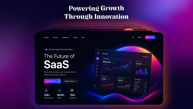 Animated SaaS Website Promo and App Presentation Animation Template