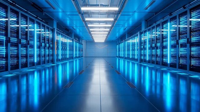 server room with blue lights