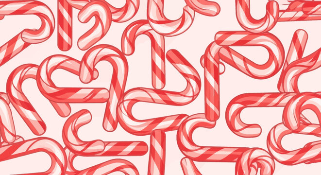 Christmas Candy Cane Pattern Background - Festive Red and White Swirls