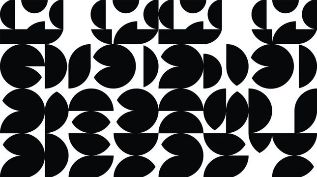 Abstract black shapes composition modern geometric pattern minimalist art