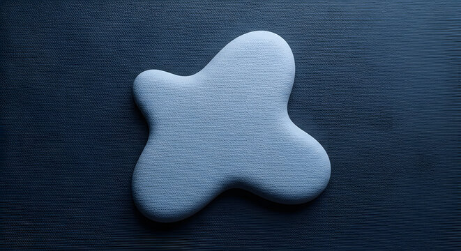 Minimalist light grey abstract amorphous shape on a dark blue textured background, creating a subtle and elegant modern design element