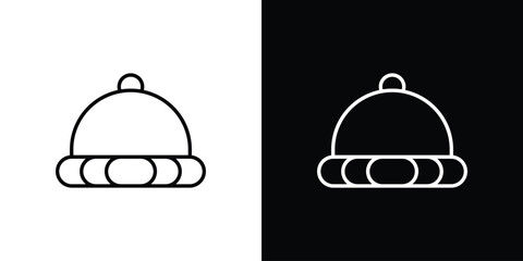 Winter hat icon symbol. Vector outline drawing. © Lily