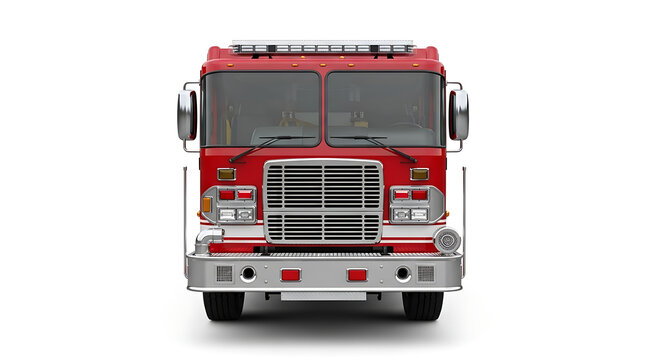 Red and white fire truck front view
