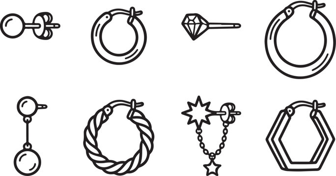 Eight stylish hoop earring designs illustration