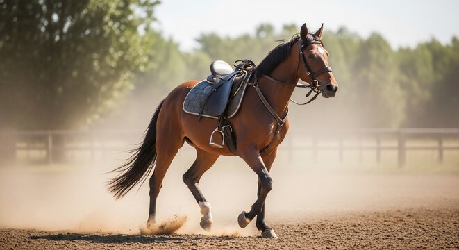 Horse in motion outdoors