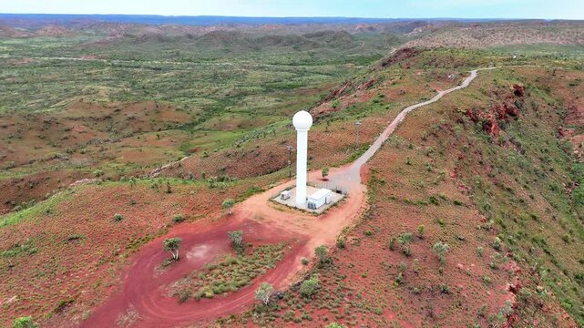 Aerial View of Mount Isa Weather Radar, Bureau of Meteorology Station in Outback Queensland, Australia