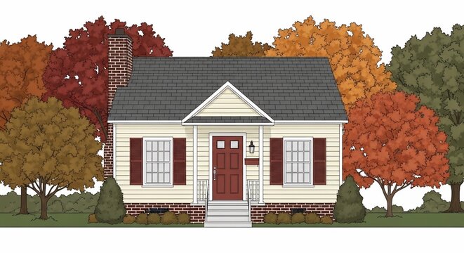 House surrounded autumn trees