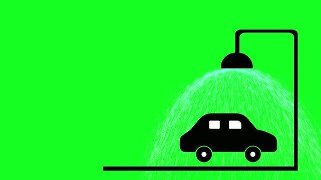 Illustration of a vehicle washing place (car, motorbike, etc.). Green background.