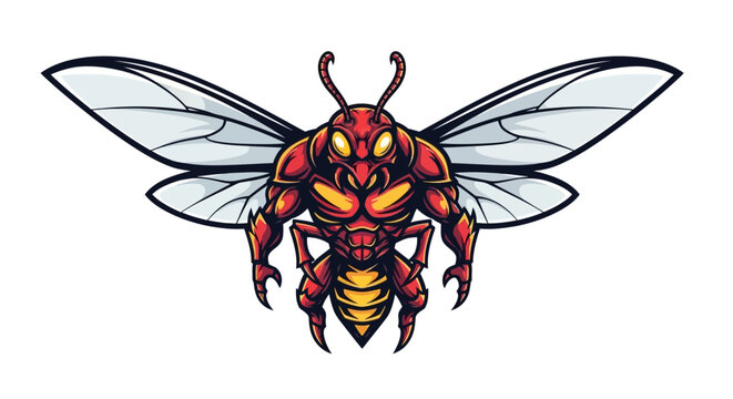 Aggressive hornet mascot logo with stinger and sharp wings.