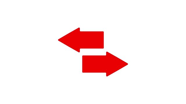 Arrow symbol icon. Directional sign arrow points to the left and right ,Abstract directional arrow icon animation.4K Motion Graphics