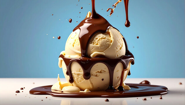 Ice cream with chocolate sauce