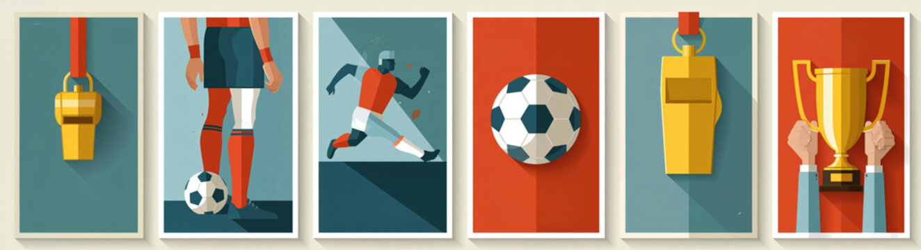  digital art football posters with a vintage aesthetic. 