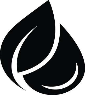 Abstract water drop leaf logo design minimalist black and white