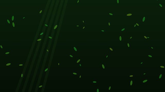 Green Leaves Falling Slowly in Dark Background with Sunlight
