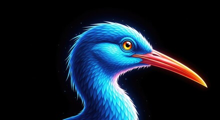 Obraz premium Stylized blue heron head with bright orange beak.