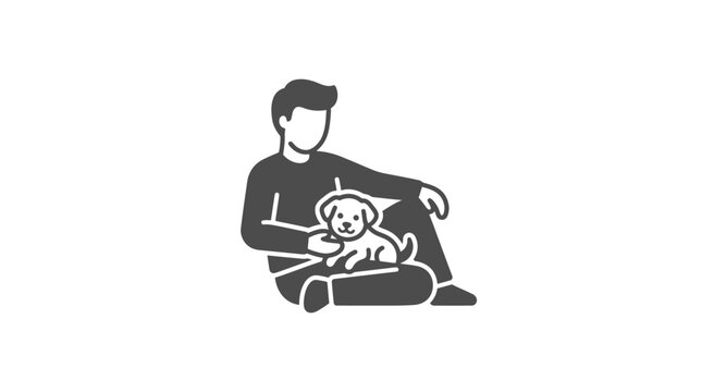 Man sitting with a dog.
