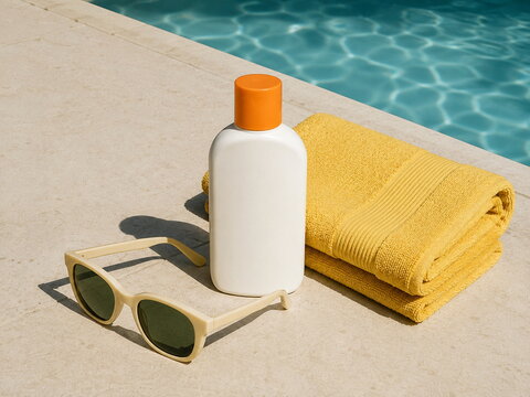 Sun Cream and Resort Accessories in Hyperreal Retro Summer Style