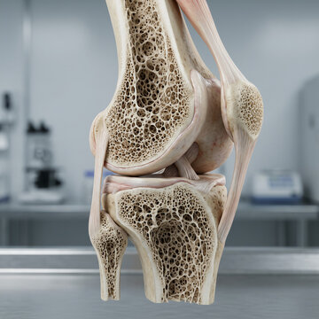 Osteoporosis in Human Knee Joint Anatomy Cutaway Ultra Realistic Medical 3D Render