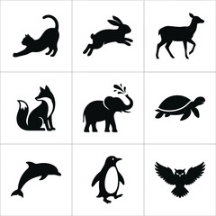 Obraz premium Animal Silhouettes Vector Illustration On White Background