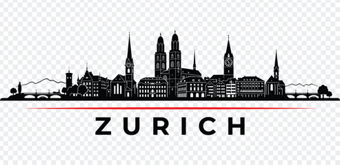 Obraz premium Zurich switzerland city skyline silhouette vector illustration