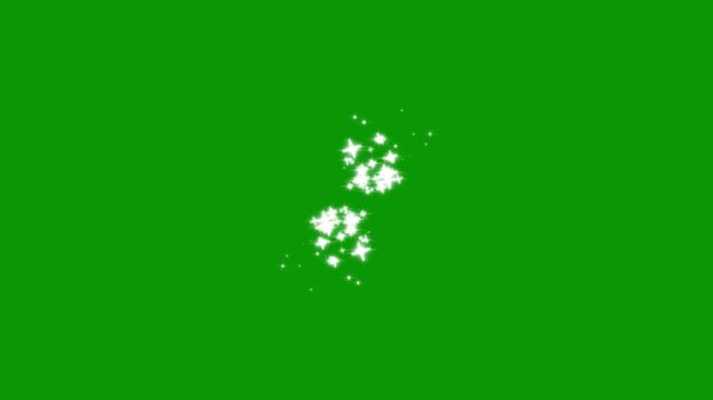 Glowing light effect in a seamless loop motion video background, glitter sparkles twinkle stars line and animation, cartoon doodle sparkles star sparkle vector doodles on green screen, 4k