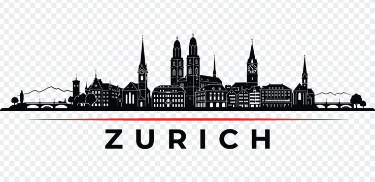 Zurich switzerland city skyline silhouette vector illustration