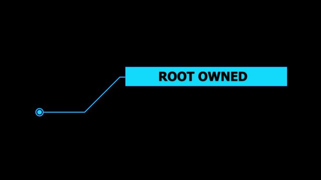 Animation of Callout, HUD UI elements on black color background. Animation of HUD elements with text "Root Owned". Callout futuristic hud animation digital white tone six pack on the black screen .