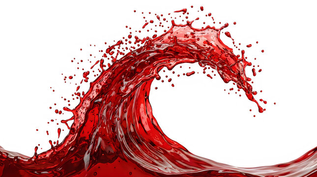 Dynamic red liquid splash wave with motion effect isolated on transparent background transparent background