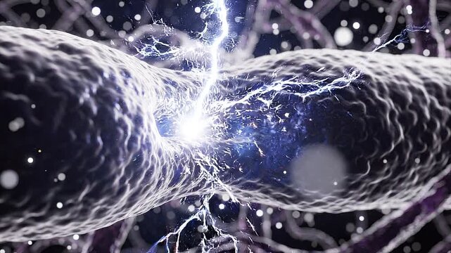 Electrical spark transmitting between brain cells in the nervous system