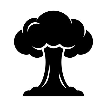 A mushroom cloud rises high in the air from a nuclear explosion.