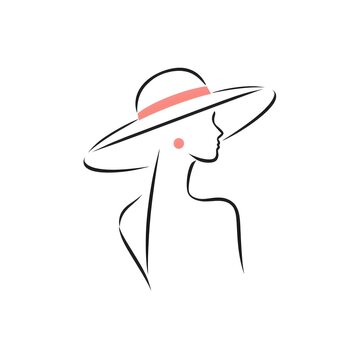 Elegant minimalist line art logo of a woman silhouette for fashion boutique