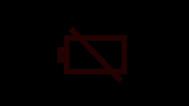 Digital low battery charging status indicator animation on Alpha Channel. No energy, warning, critical level. Technologies concept. Device. Battery status indicator.