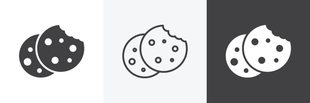 Cookie icons in Thin line black color. flat simple vector symbols illustration.