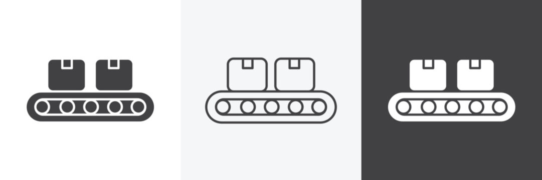 Conveyor belt icons in Thin line black color. flat simple vector symbols illustration.