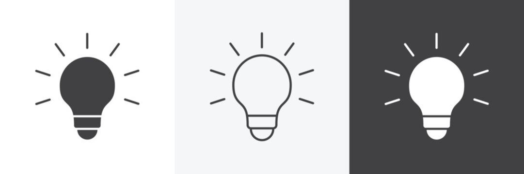 Lightbulb icons in Thin line black color. flat simple vector symbols illustration.