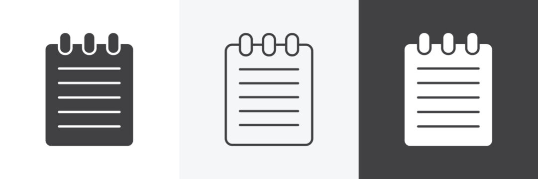 Memo Pad icons in Thin line black color. flat simple vector symbols illustration.