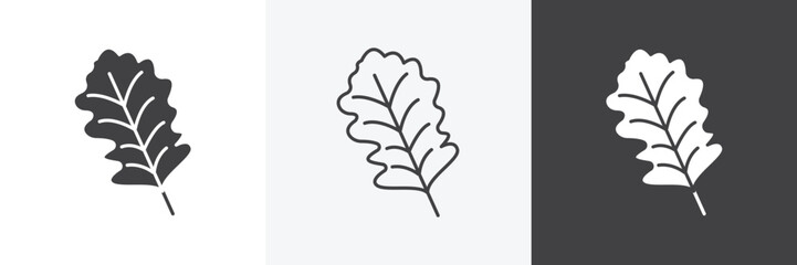 Oak Leaf icons in Thin line black color. flat simple vector symbols illustration. © safe