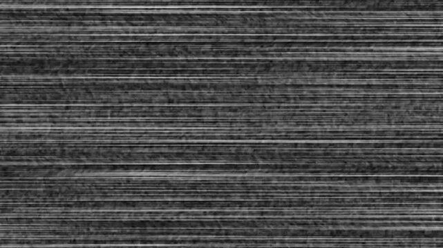 Horizontal scan line interference on analog television screen with monochrome signal noise texture