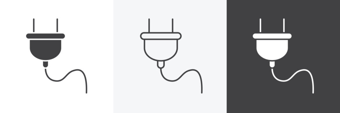 Plug icons in Thin line black color. flat simple vector symbols illustration.