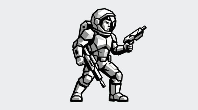 Cosmic warrior in futuristic armor
