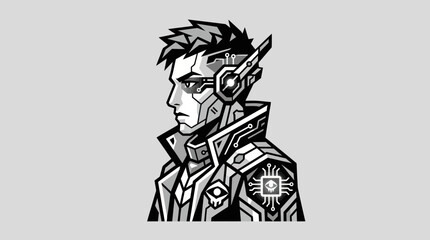 Fototapeta premium Futuristic cybernetic man portrait